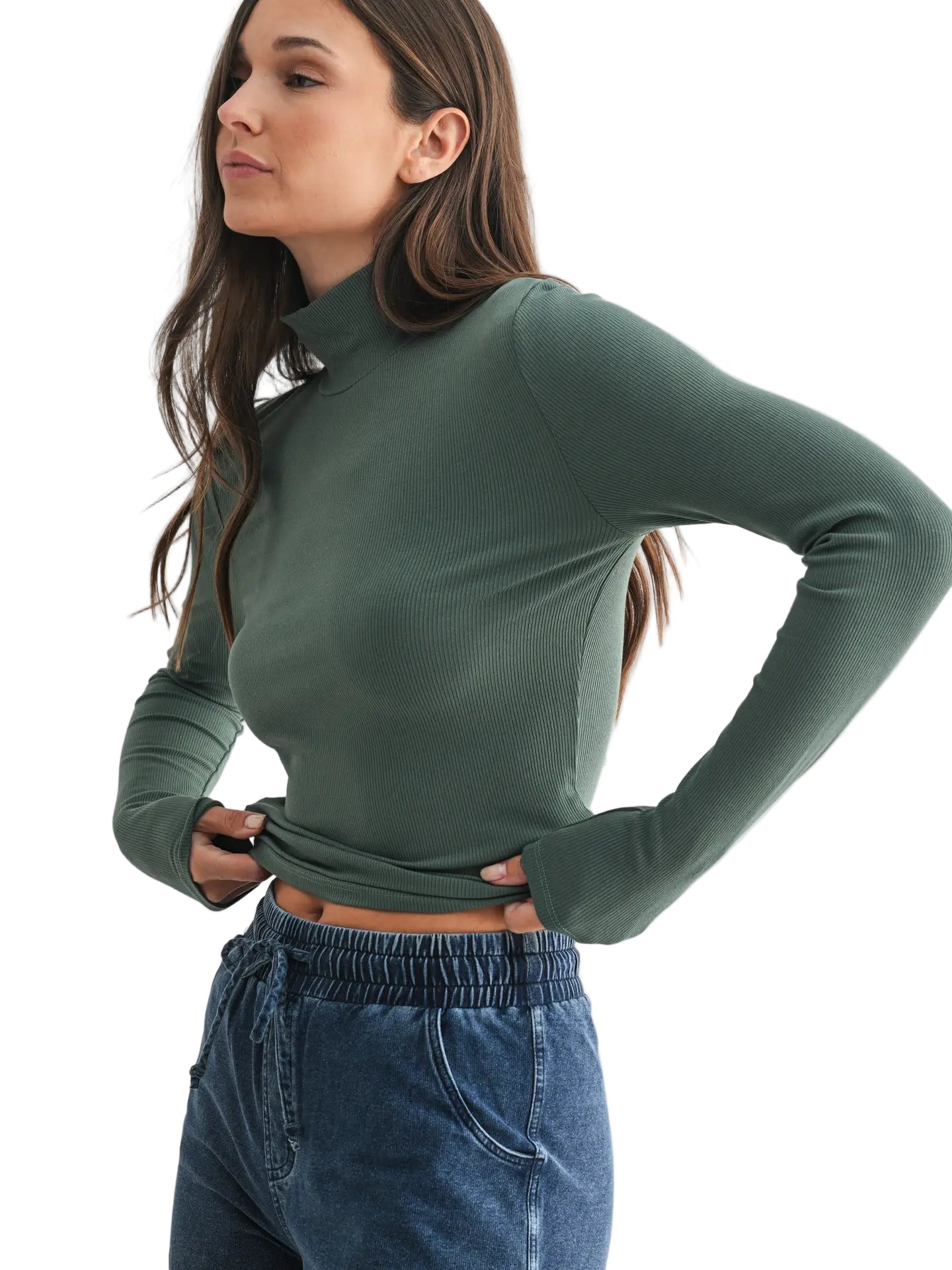 Micro Ribbed Long Sleeve Turtleneck