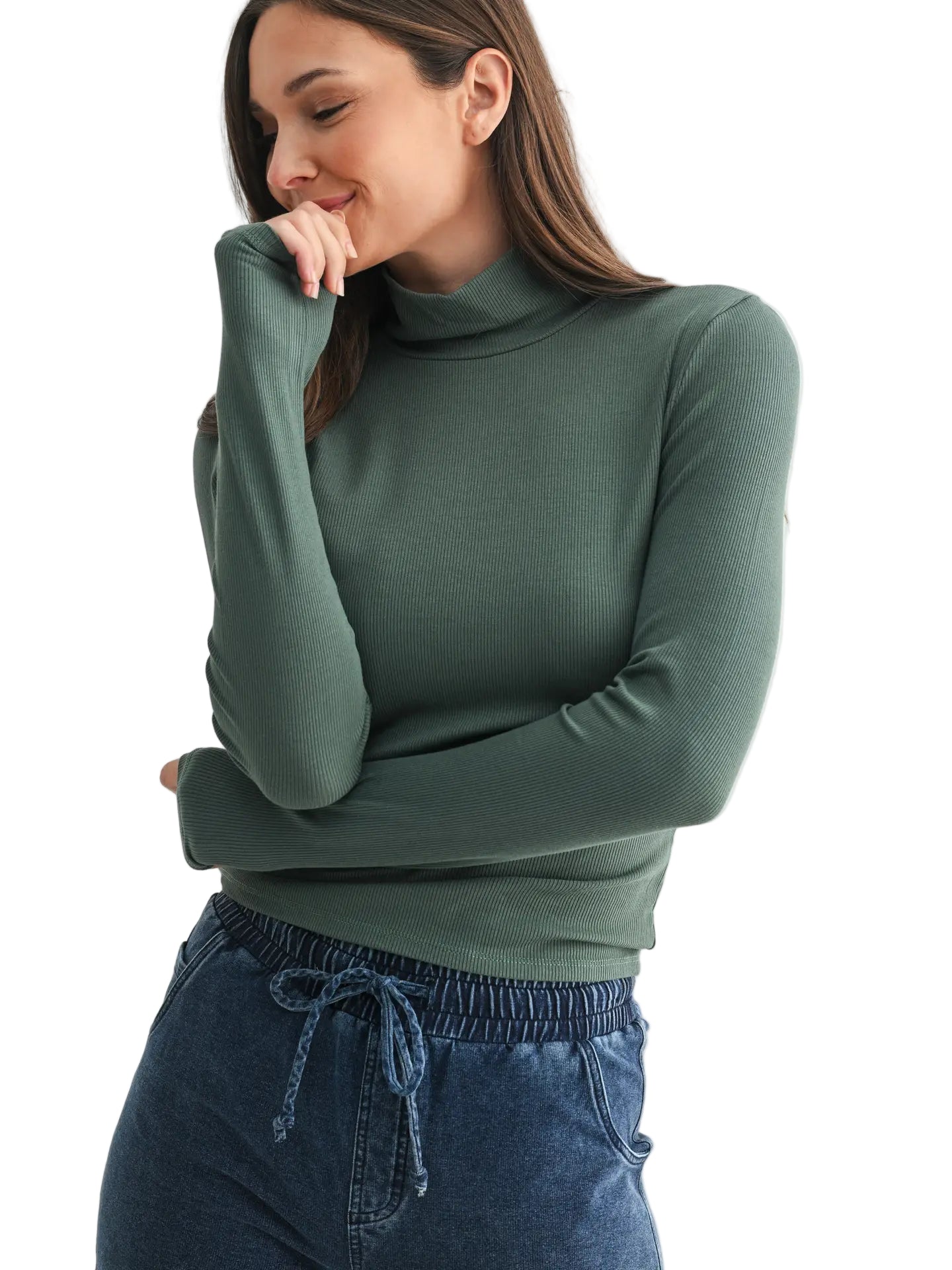 Micro Ribbed Long Sleeve Turtleneck