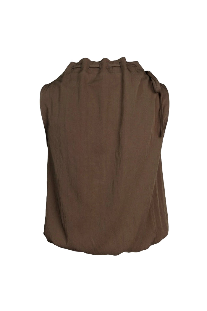 Cinched Mock Neck Sleeveless Top