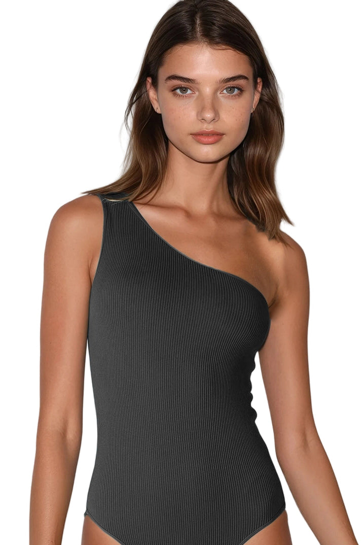 Ribbed One Shoulder Bodysuit