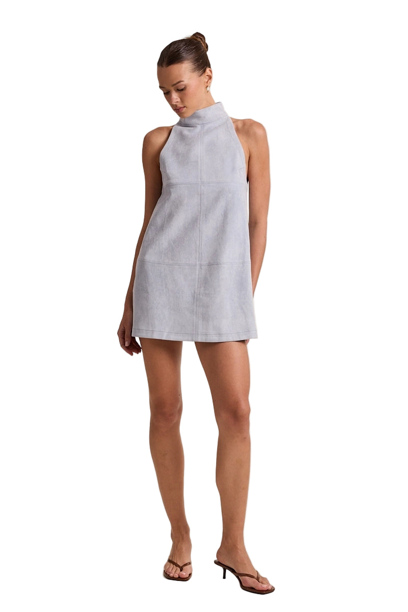 Suede Mock Neck Mini Dress