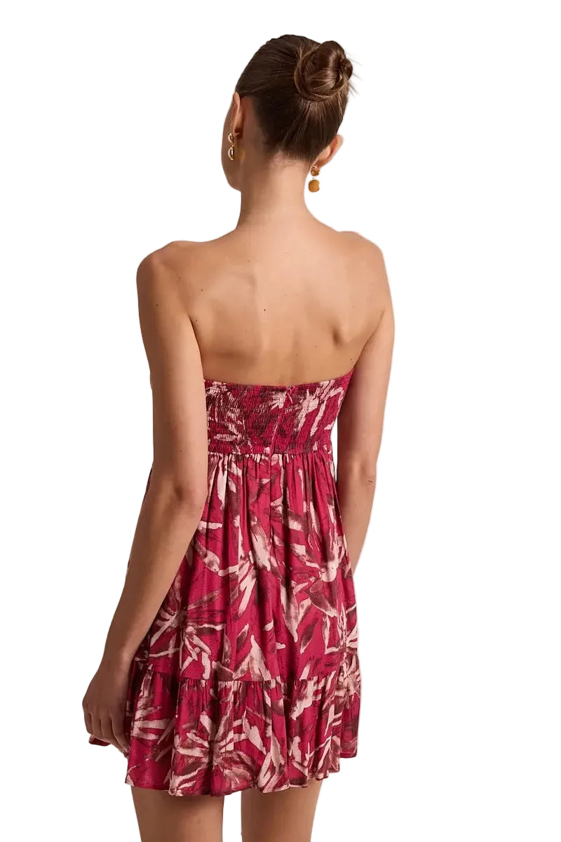 Floral Print Front Tie Tube Mini Dress