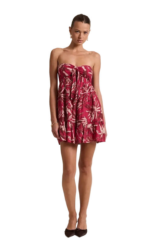 Floral Print Front Tie Tube Mini Dress