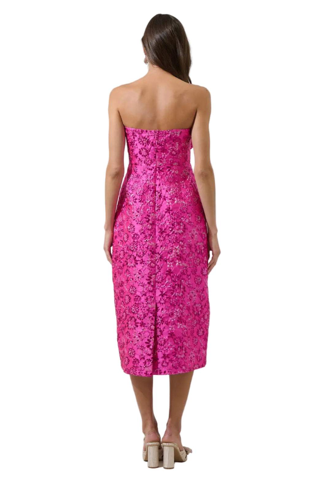 Pink Strapless Midi Dress