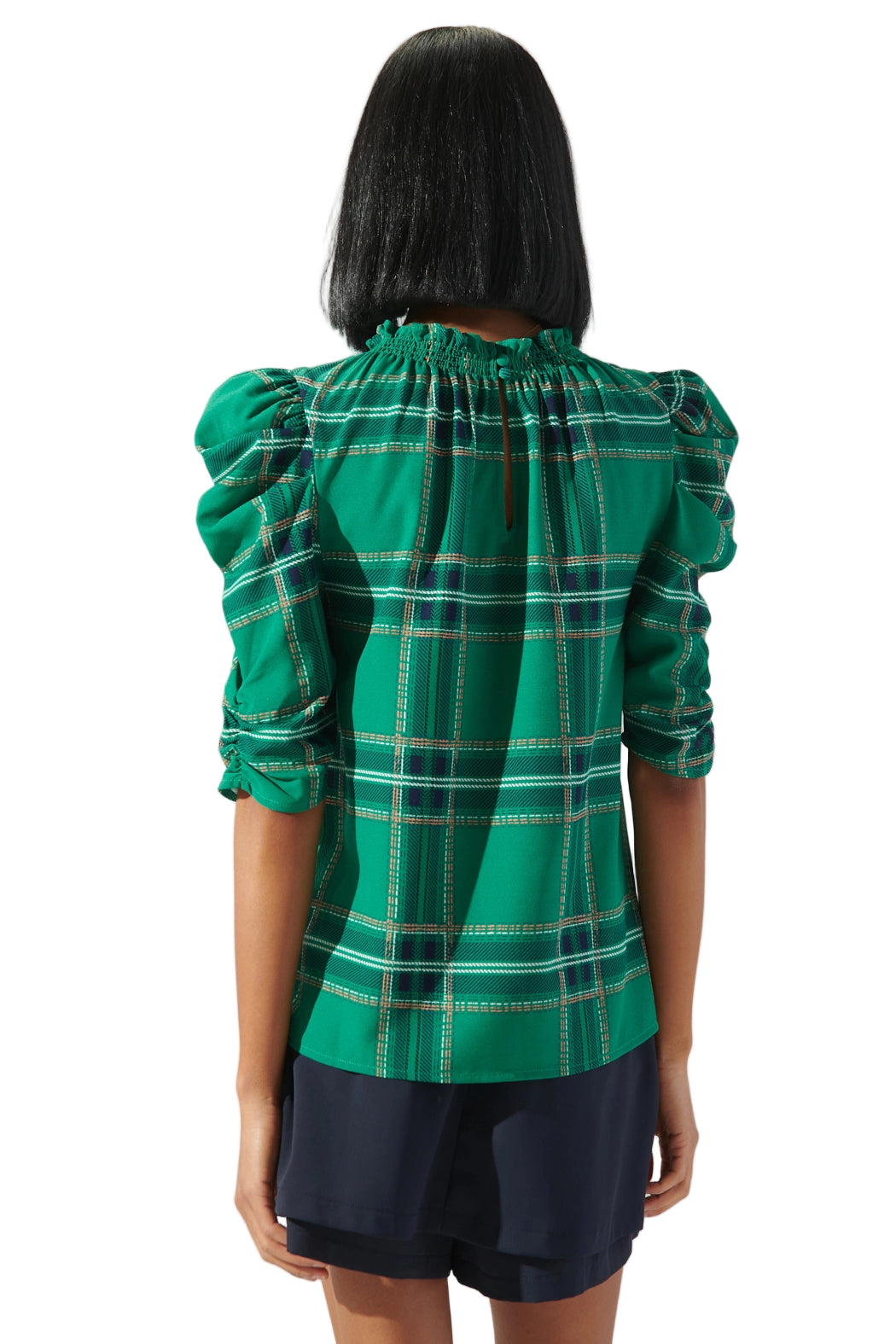 Plaid Drape Sleeve Top