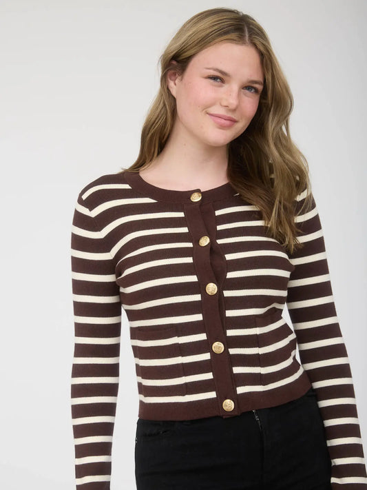 Striped Gold Button Cardigan