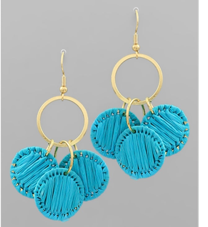 Blue and Gold Dangle Earrings