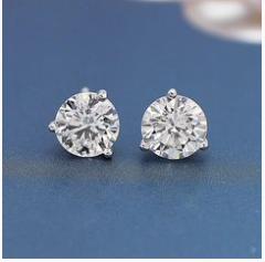 WHITE GOLD  8MM CUBIC ZIRCONIA STUD EARRING