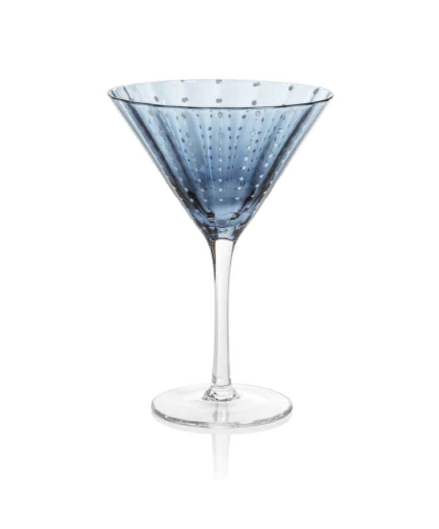 Portofino White Dot Martini glass Navy Blue